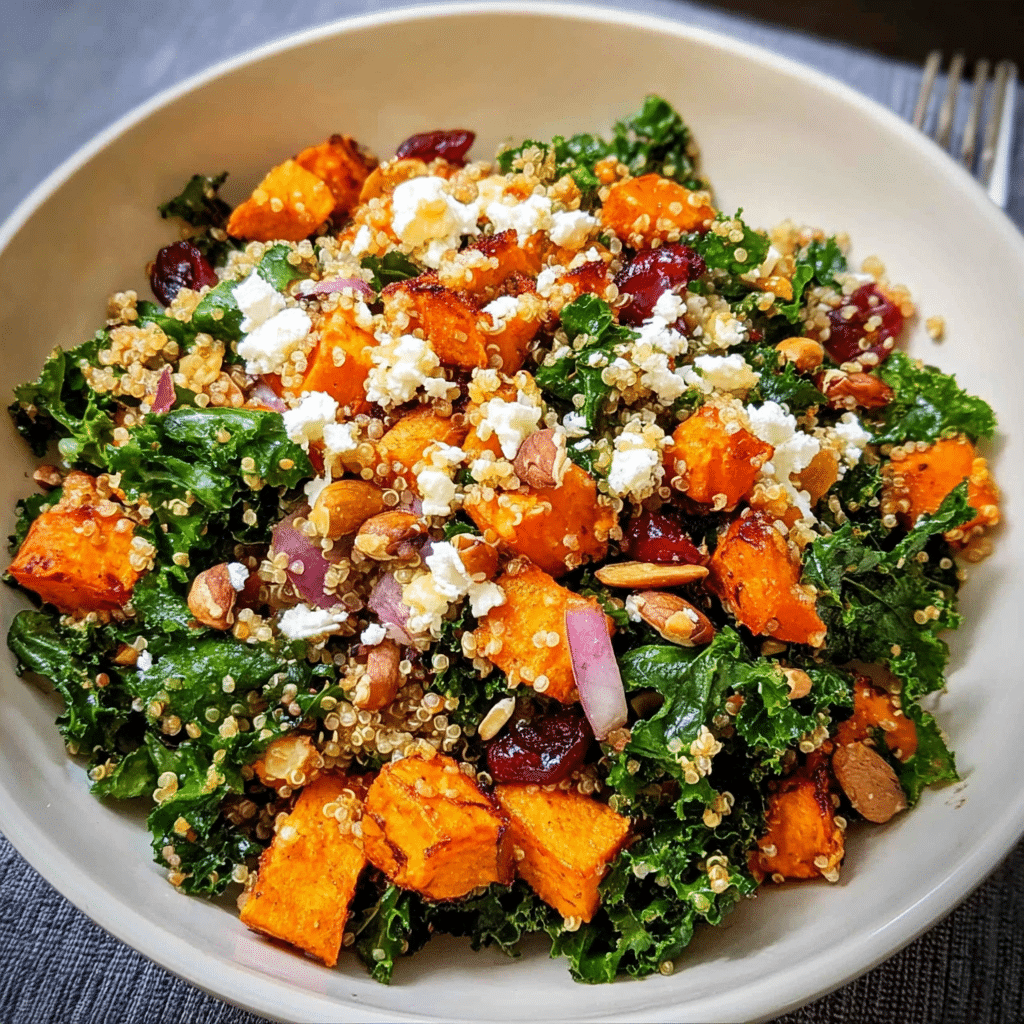 Healthy Fall Salad: Quinoa Sweet Potato Kale salad