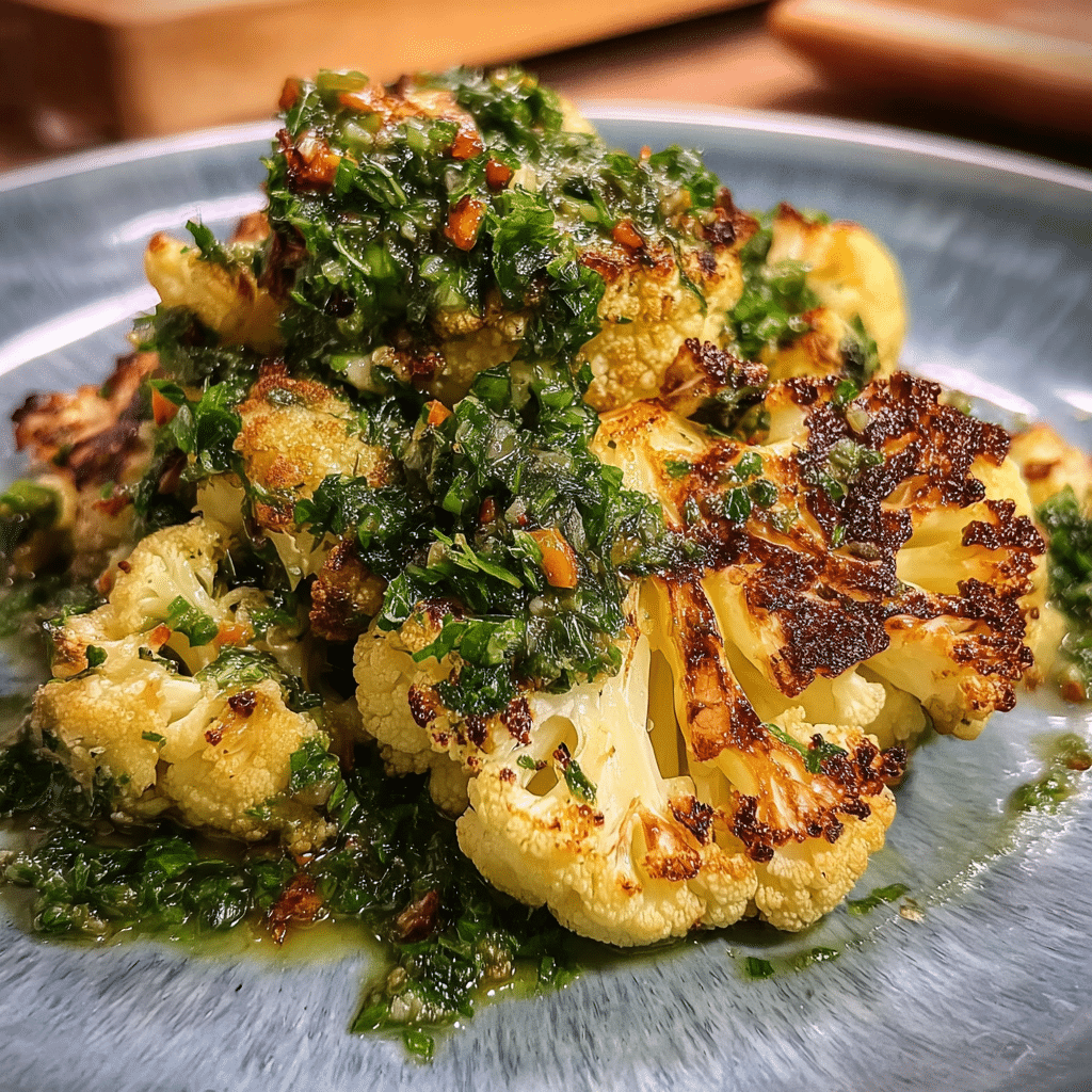 Roasted Cauliflower with Salsa Verde