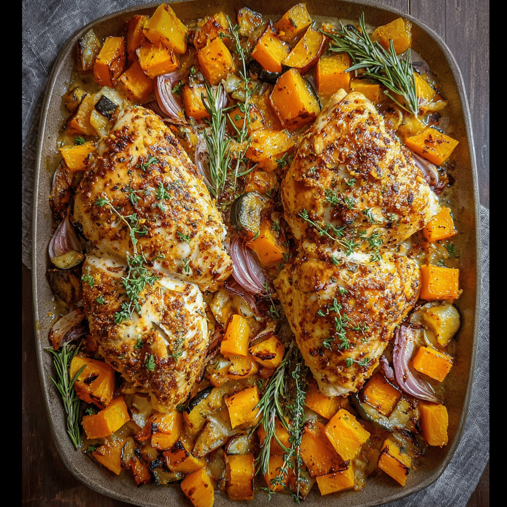 Sheet Pan Maple-Dijon Chicken & Squash