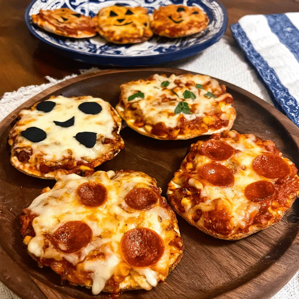 Quick Family Dinner Idea – Haunted Mini Pizzas