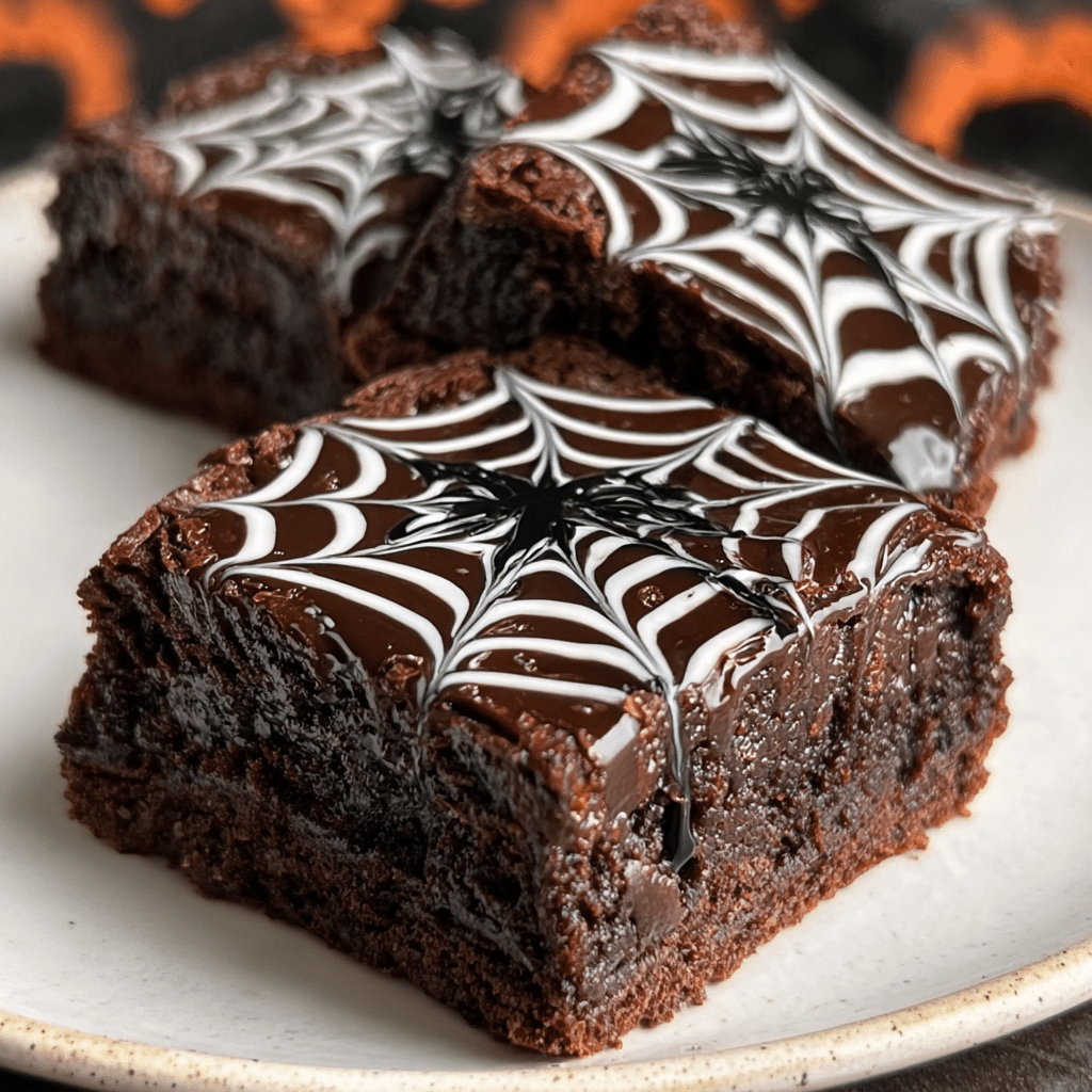 Easy Gooey Halloween Treats – Spooky Spiderweb Brownies