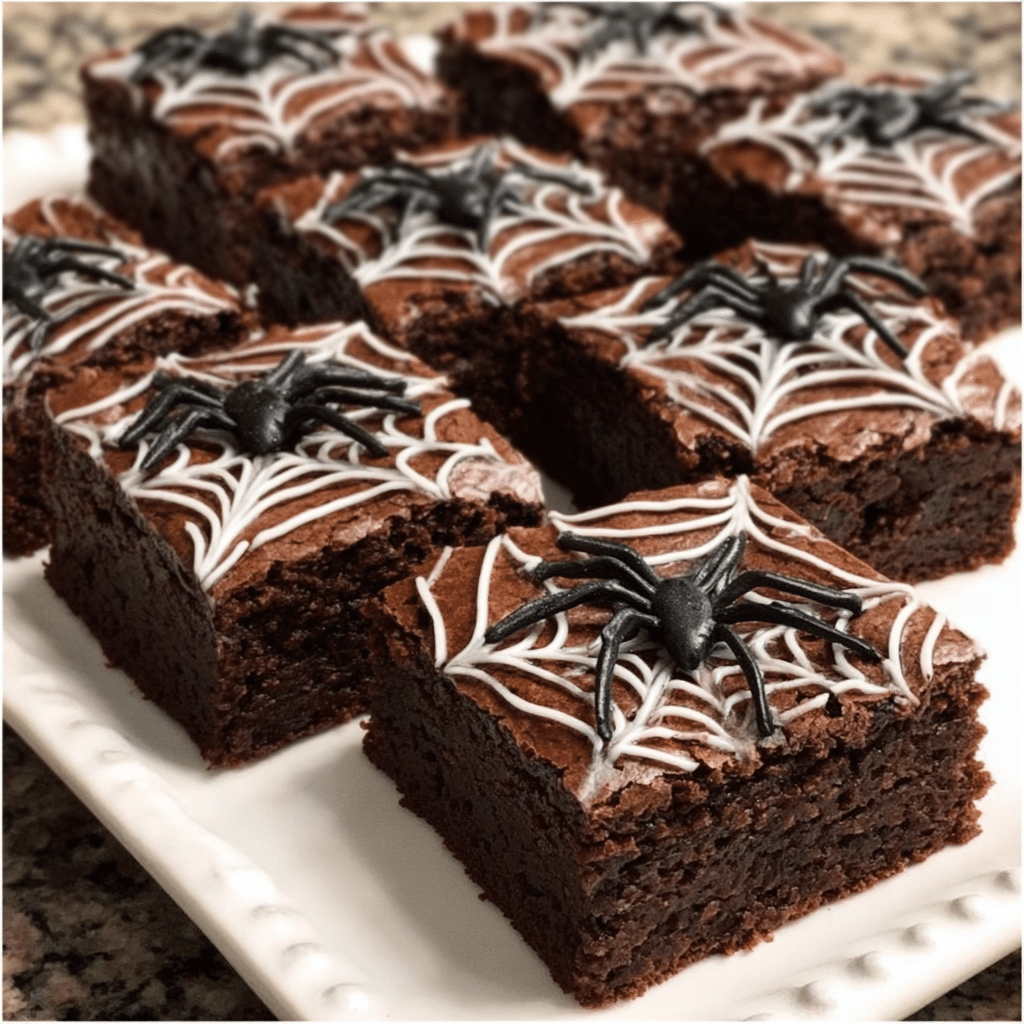 Easy Gooey Halloween Treats – Spooky Spiderweb Brownies