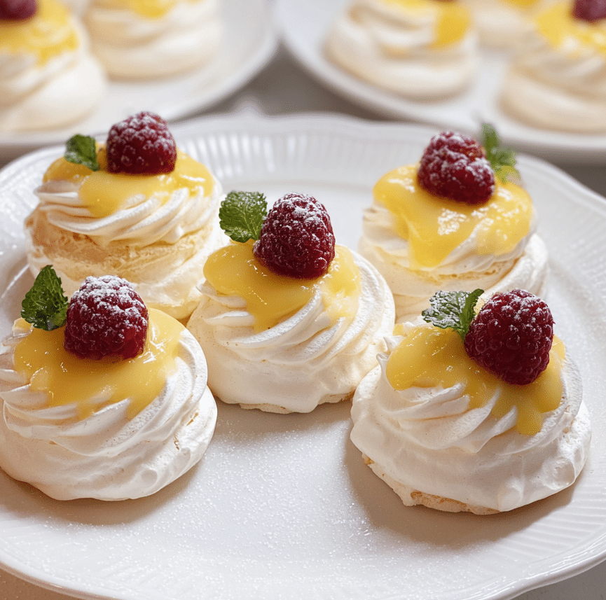 mini lemon custard pavlovas