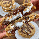 S'mores cookies recipe with melted chocolate chips and toasted marshmallows