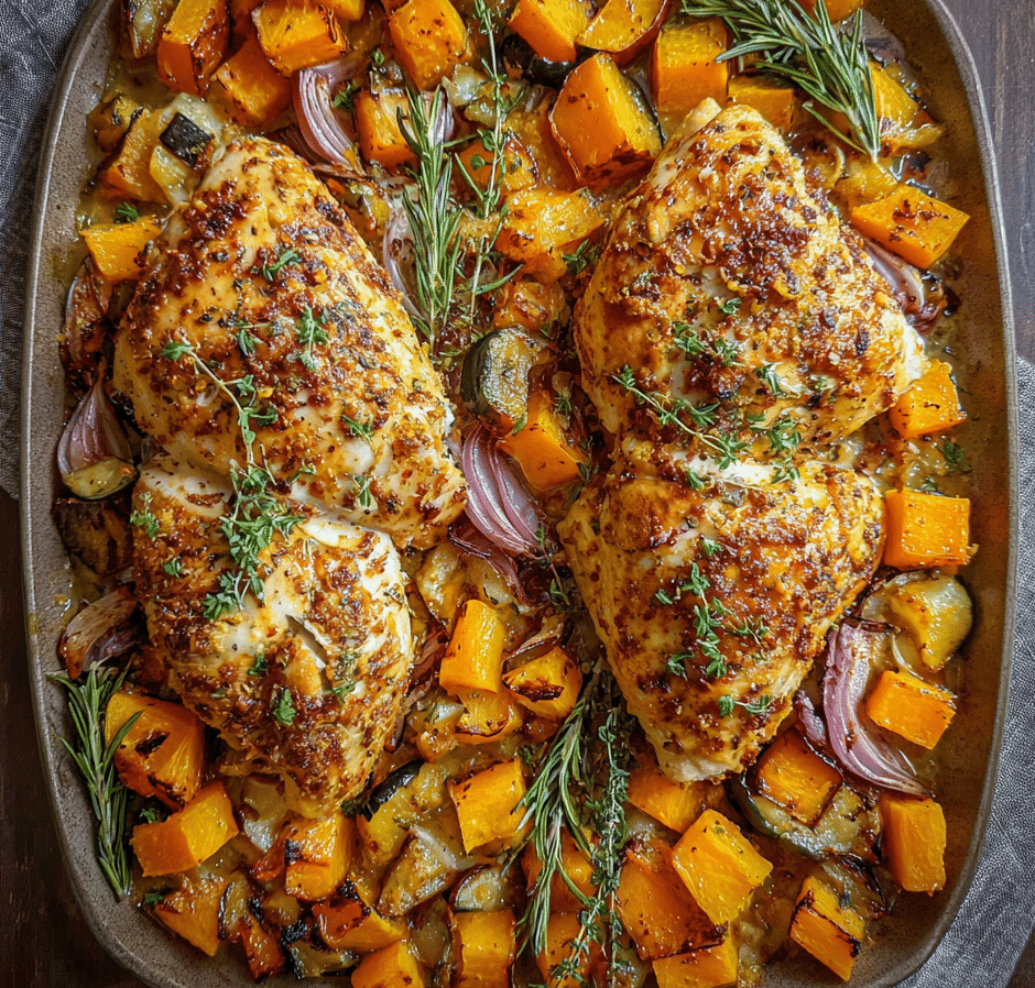 Sheet Pan Maple-Dijon Chicken & Squash