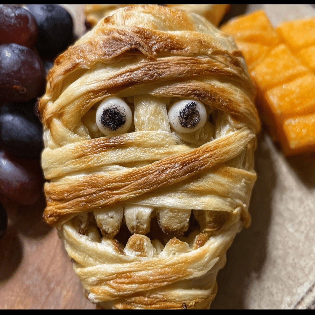 Quick Savory Halloween Snack – Creepy-Cute Mummy Brie