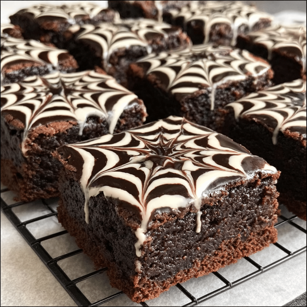 Easy Gooey Halloween Treats – Spooky Spiderweb Brownies