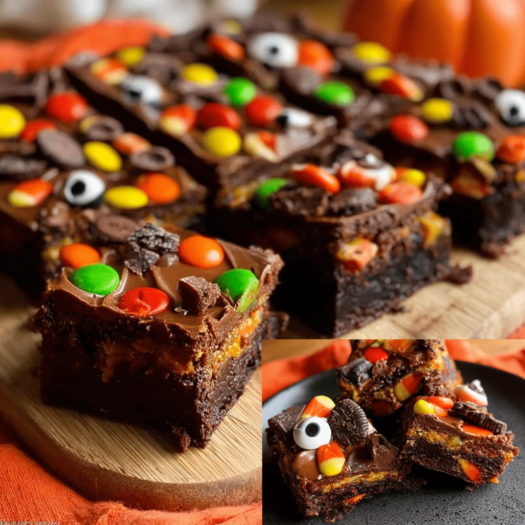 Easy Dessert Hack for Halloween – Leftover Candy Brownie Bars