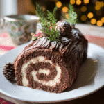 Traditional Yule Log Cake Christmas Dessert