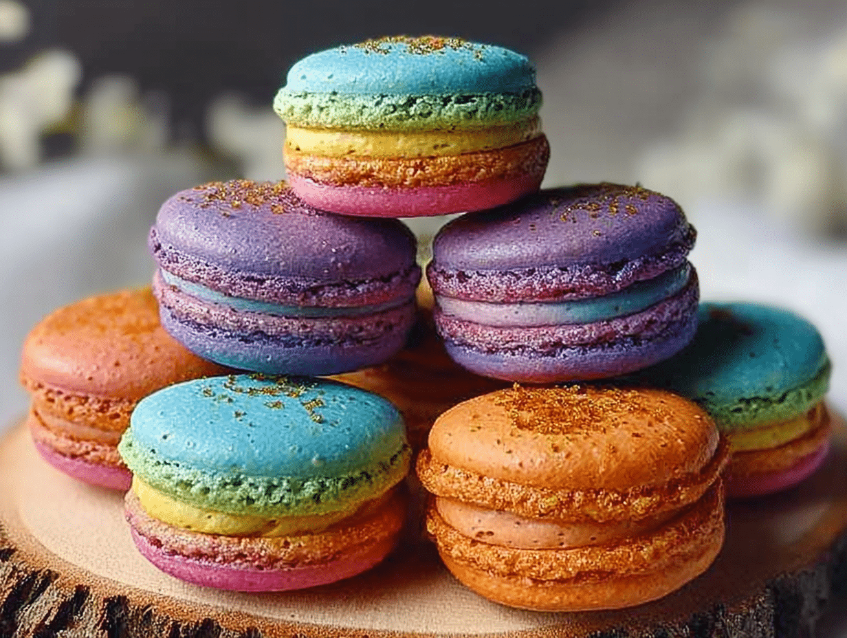 rainbow macarons