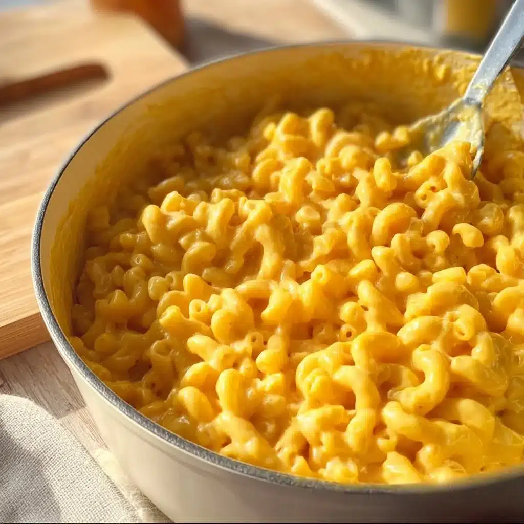 Creamy mac and cheese prepared in one pot on the stovetop