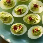 Delicious avocado deviled eggs served on a platter
