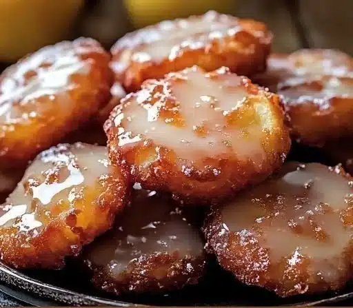 Delicious baked apple fritters dusted with cinnamon sugar on a plate