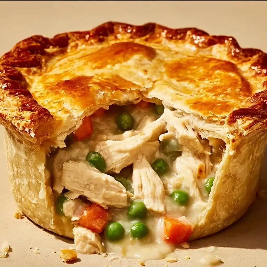 Classic Chicken Pot Pie filled with chicken and vegetables, baked to golden perfection.