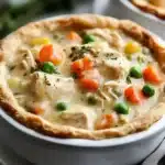 Slow Cooker Chicken Pot Pie with vegetables and flaky crust
