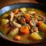 Cozy slow cooker chicken stew with tender chicken and hearty vegetables