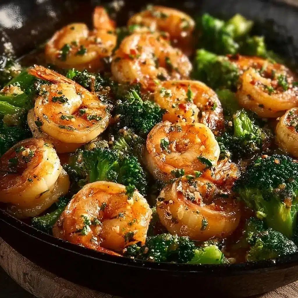 Delicious Garlic Butter Shrimp cooked in a skillet with herbs and spices