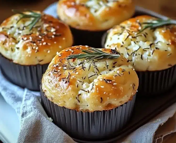 Garlic Rosemary Focaccia Muffins