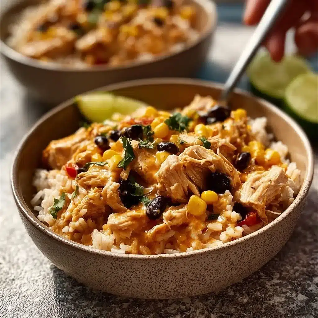 Delicious Mexican Chicken and Rice topped with melted cheese