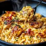 Delicious One Pot Cajun Orzo served in a bowl, showcasing vibrant spices and ingredients.