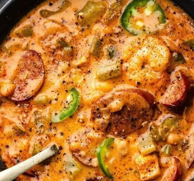 Delicious One Pot Creamy Cajun Sausage Pasta served in a bowl