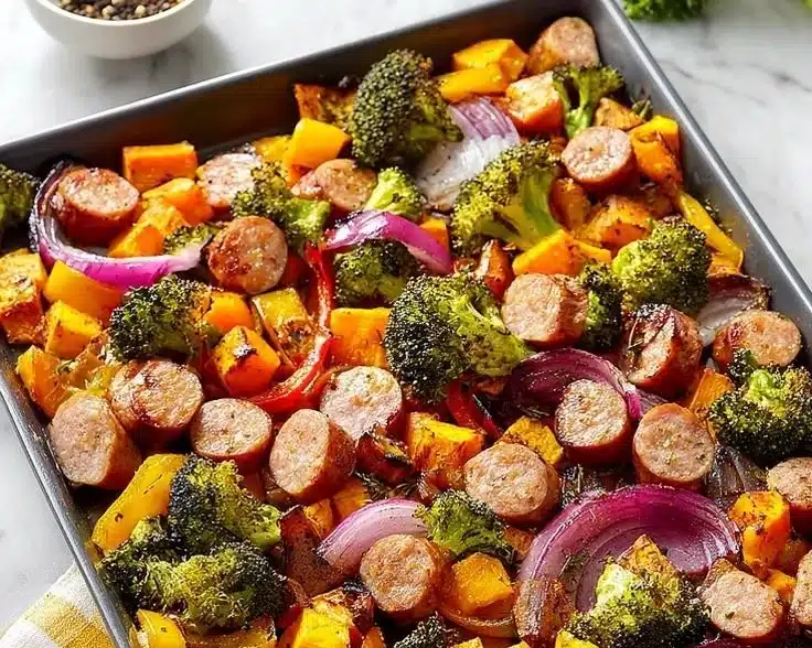 Quick Sheet Pan Chicken Sausage