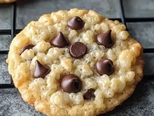 Delicious Rice Krispie Chocolate Chip Cookies on a baking tray