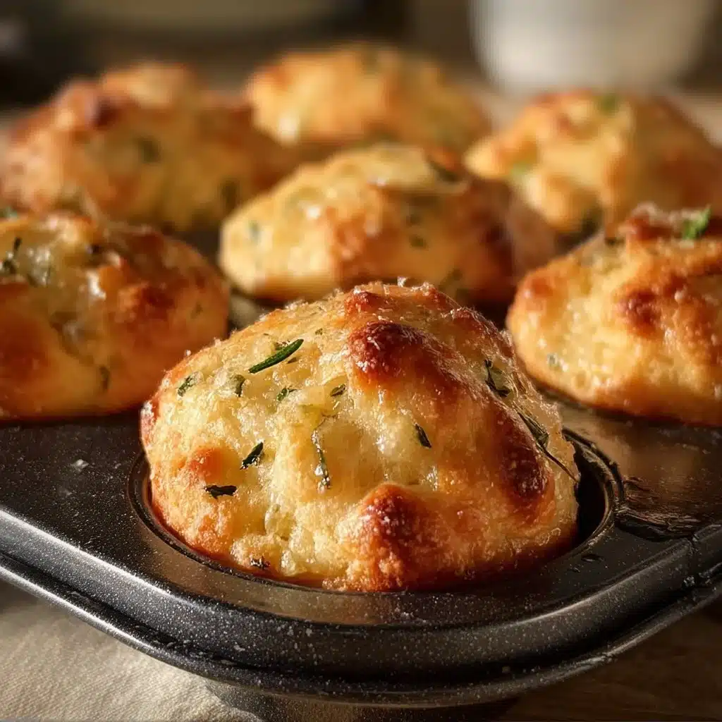 Freshly baked rosemary garlic focaccia muffins in a basket