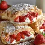 Flaky Strawberry Cheesecake Turnovers with fresh strawberries and creamy filling.