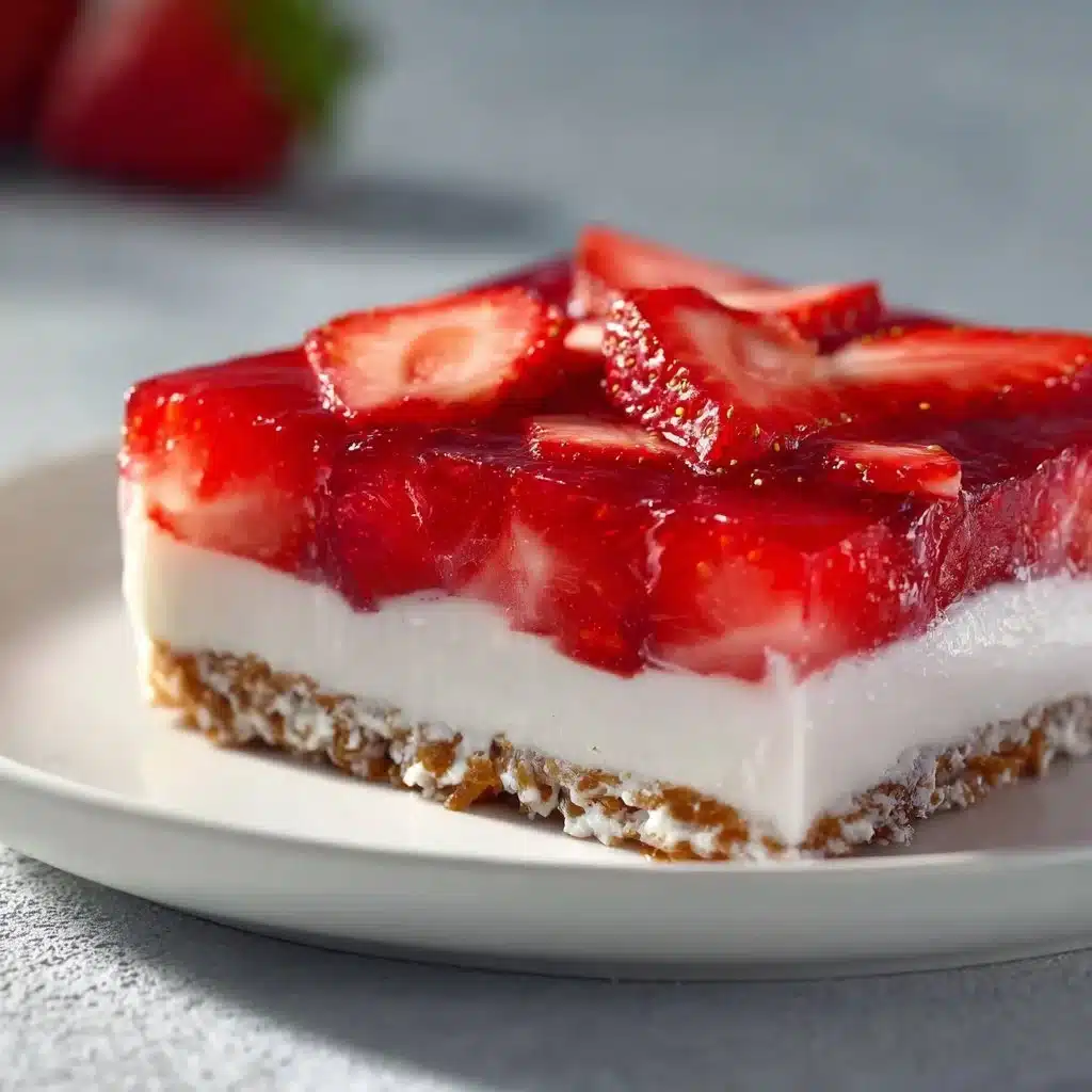 Delicious Strawberry Pretzel Salad with layers of strawberries, pretzel crust, and creamy topping.