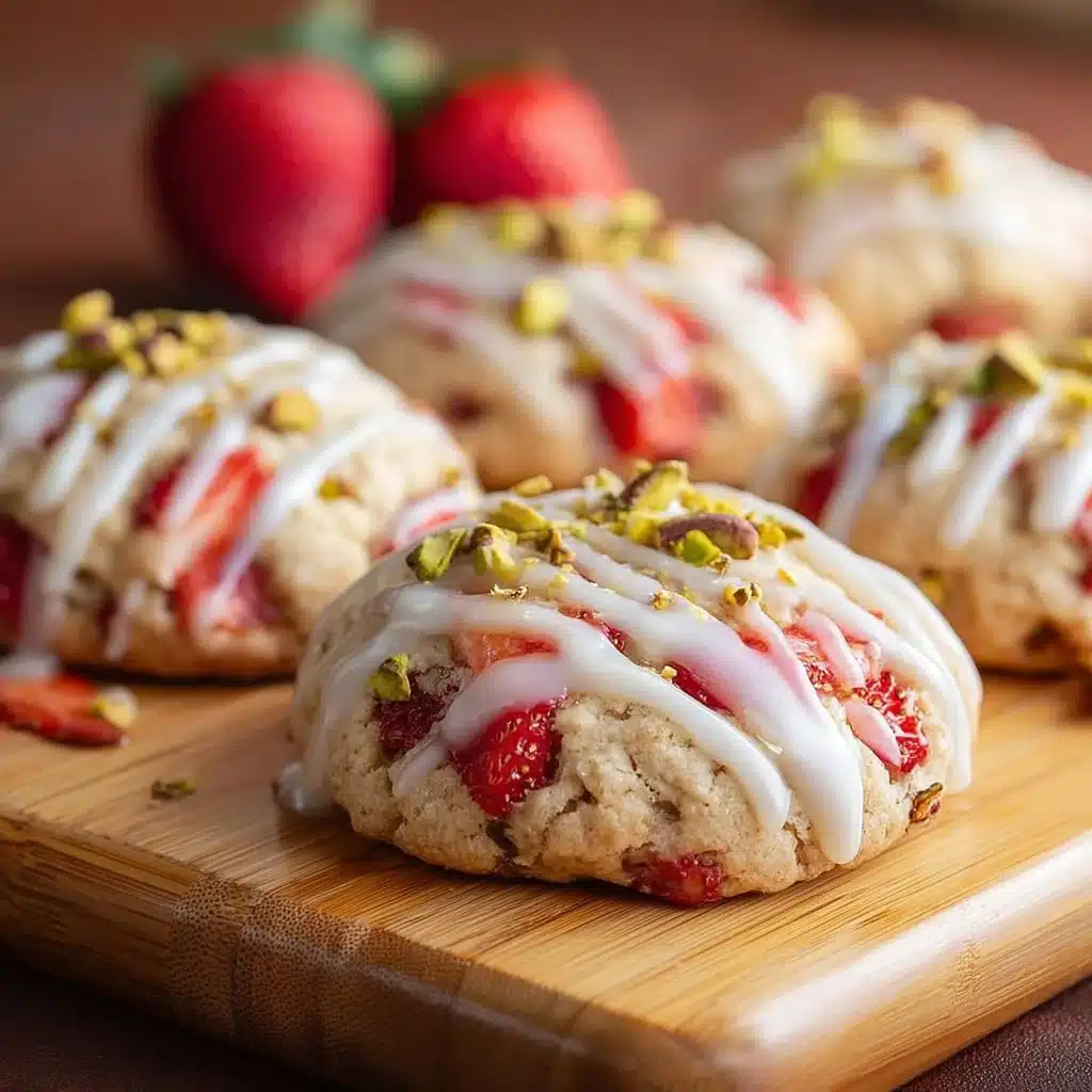 Delicious Strawberry Shortcake Cookies topped with fresh strawberries and whipped cream