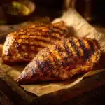 Juicy Air Fryer Chicken Breast served on a plate with vegetables