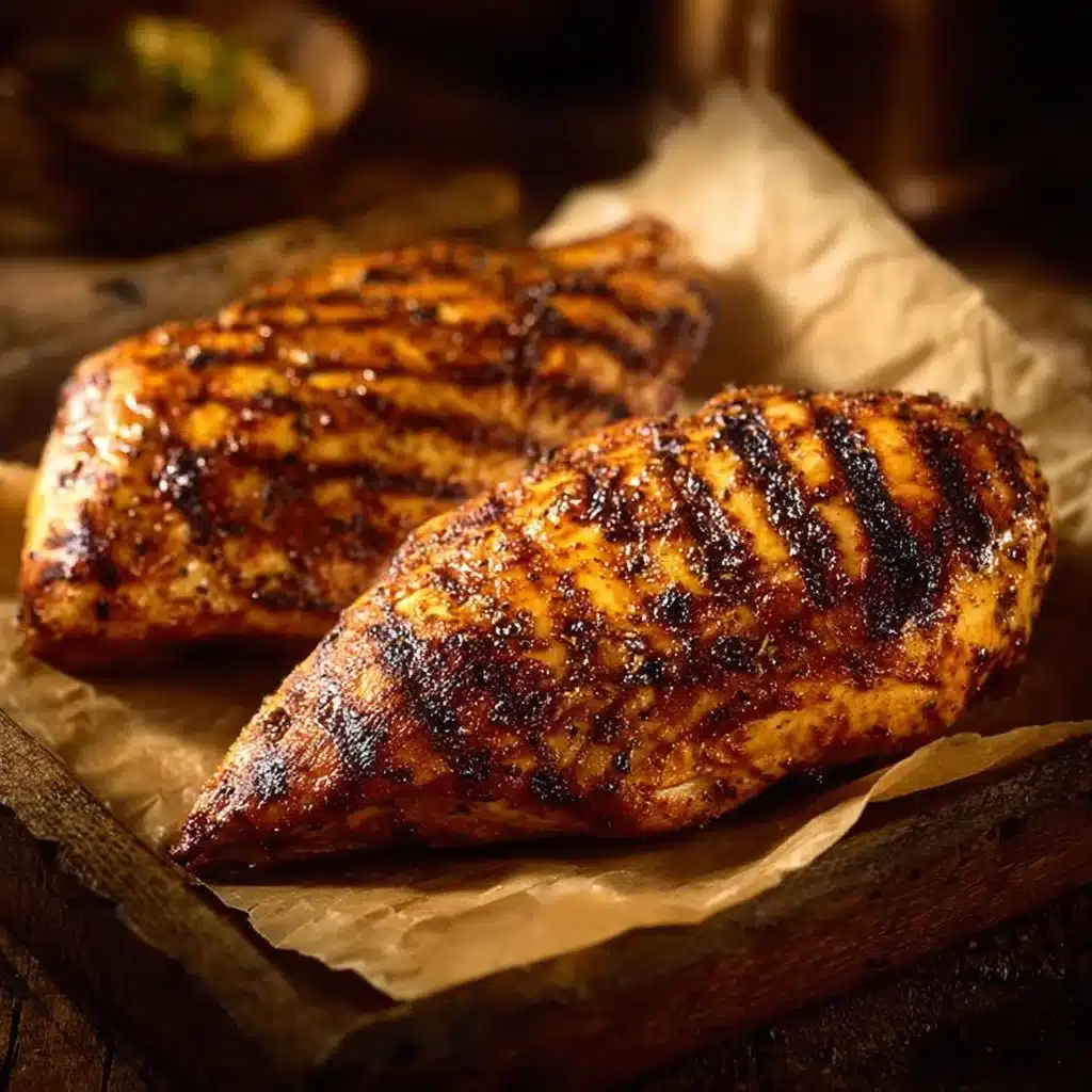 Juicy Air Fryer Chicken Breast served on a plate with vegetables