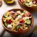Best Italian Pasta Salad with Salami served in a bowl