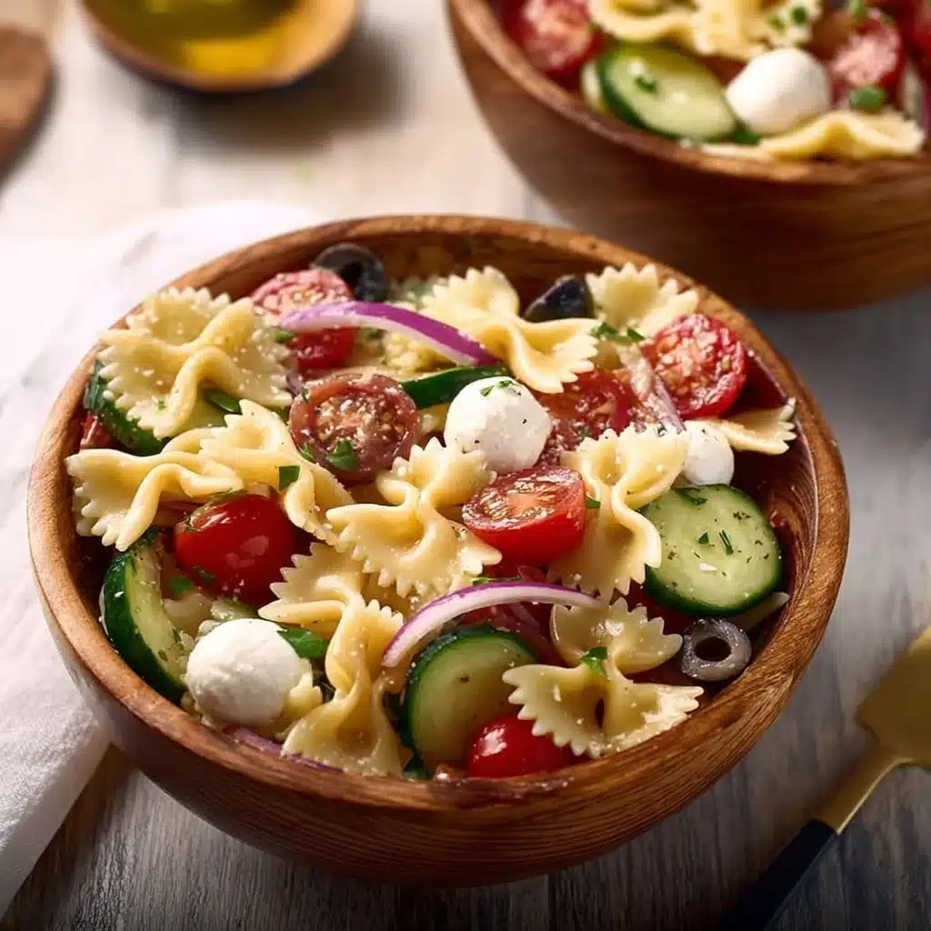 Best Italian Pasta Salad with Salami served in a bowl