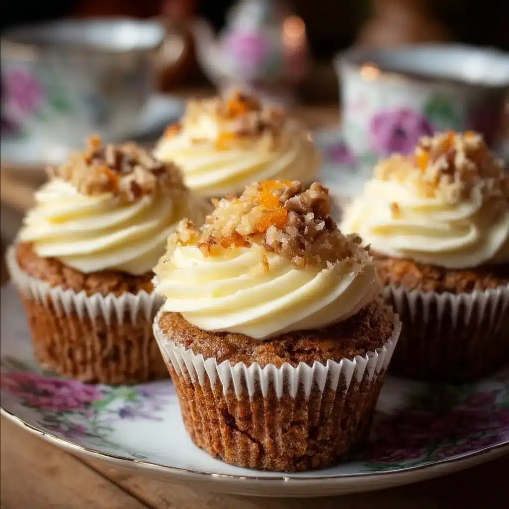 Delicious carrot cake cupcakes with cream cheese frosting.
