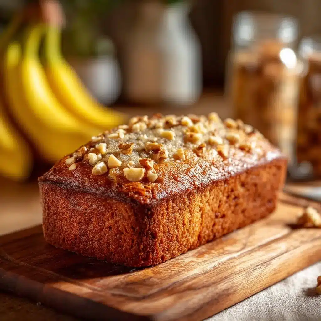 Classic banana bread baked to perfection with ripe bananas.