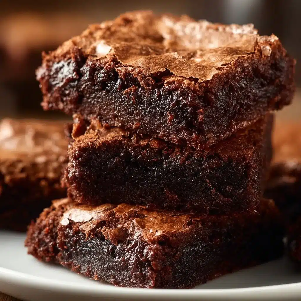 Delicious classic brownies served on a plate, showcasing rich chocolate texture.