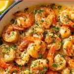 Delicious serving of Classic Garlic Butter Shrimp Scampi with fresh herbs