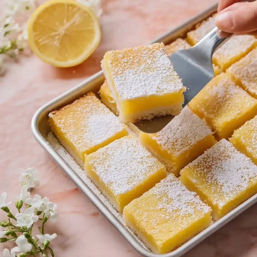 Delicious homemade lemon bars with a tangy lemon filling and a buttery crust