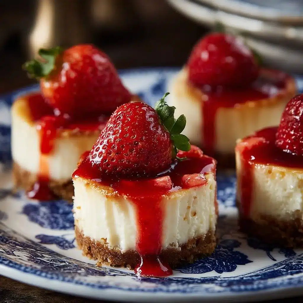 Delicious mini strawberry cheesecake bites served on a platter