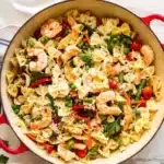 Delicious Pasta Primavera with Shrimp featuring colorful vegetables