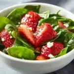Strawberry Spinach Salad topped with Balsamic Glaze