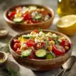 Fresh Mediterranean Chickpea Salad with vegetables and herbs