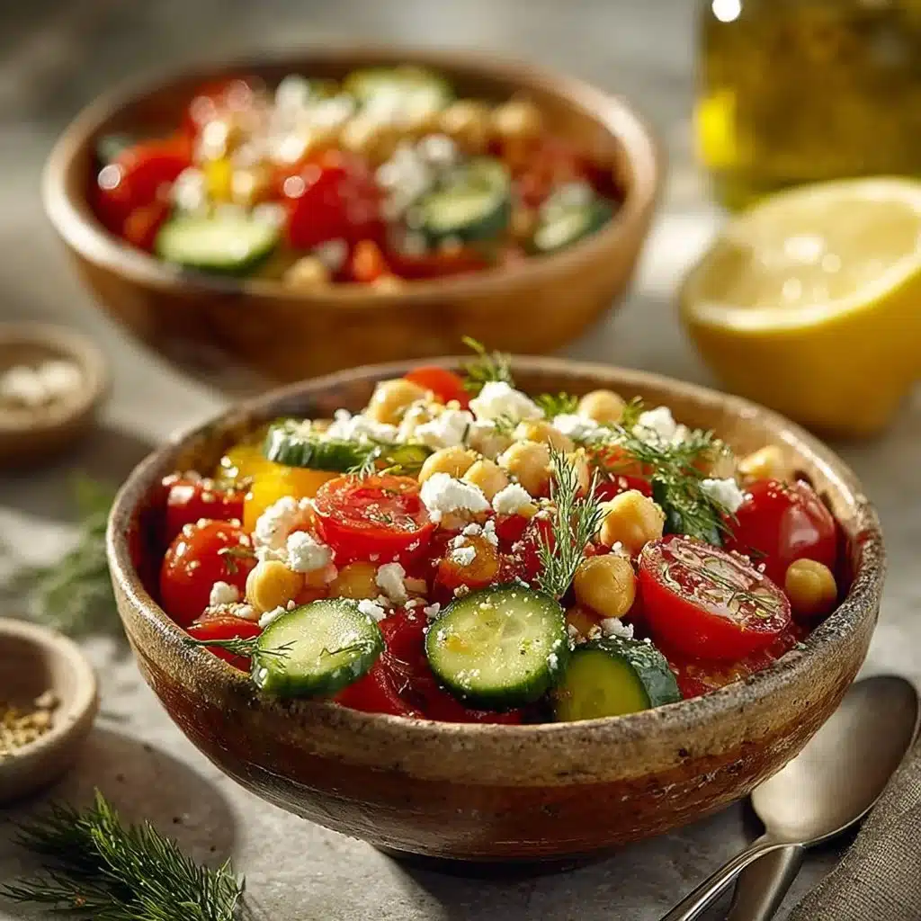 Fresh Mediterranean Chickpea Salad with vegetables and herbs
